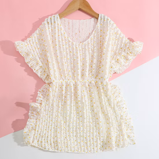 夏服花柄カスタム子供薄い弓ノースリーブドレスガールファッション服ドレスベビードレスガール着用